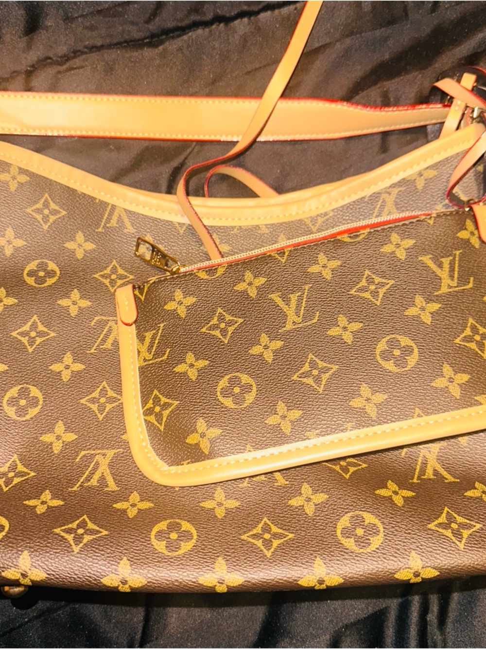 Monogram Shoulder Bag in Brown and Tan
